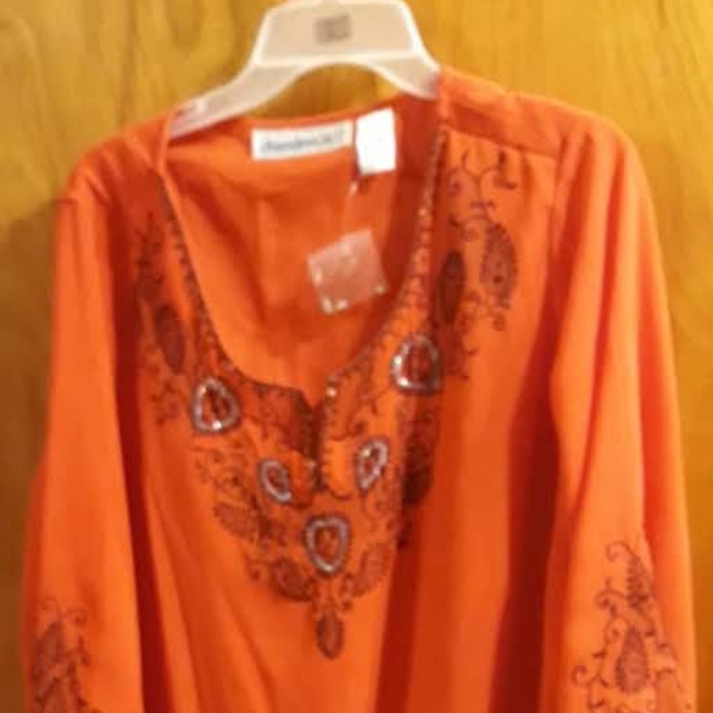 Woman's Orange Tunic Top Sz !8